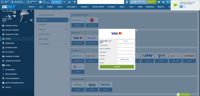 1xbet cards